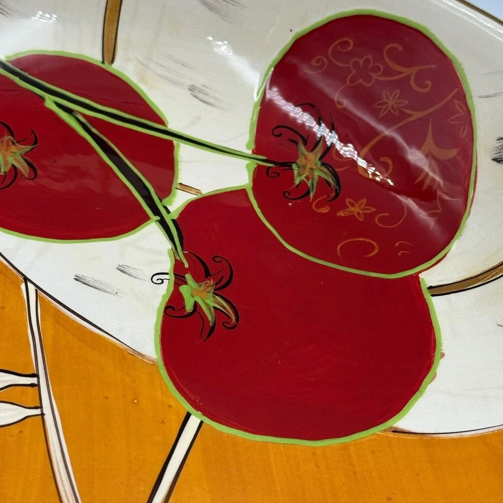 Antipasto di Giorno Italian Ceramic Serving Bowl Tomato Countryside Hand Painted